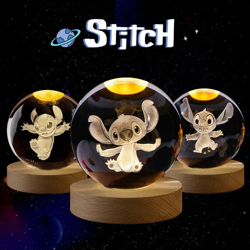 Stitch 3D Crystal Ball Night Lamp