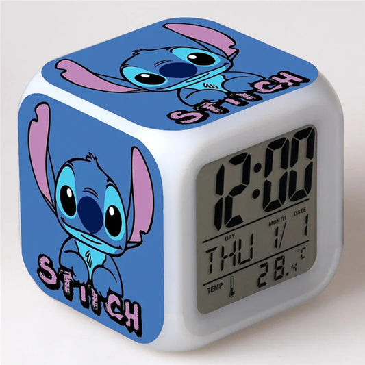 Stitch LED Alarm Clock & Night Light - Color Changing Lilo & Stitch Desk Decor for Kids' Birthday Gifts