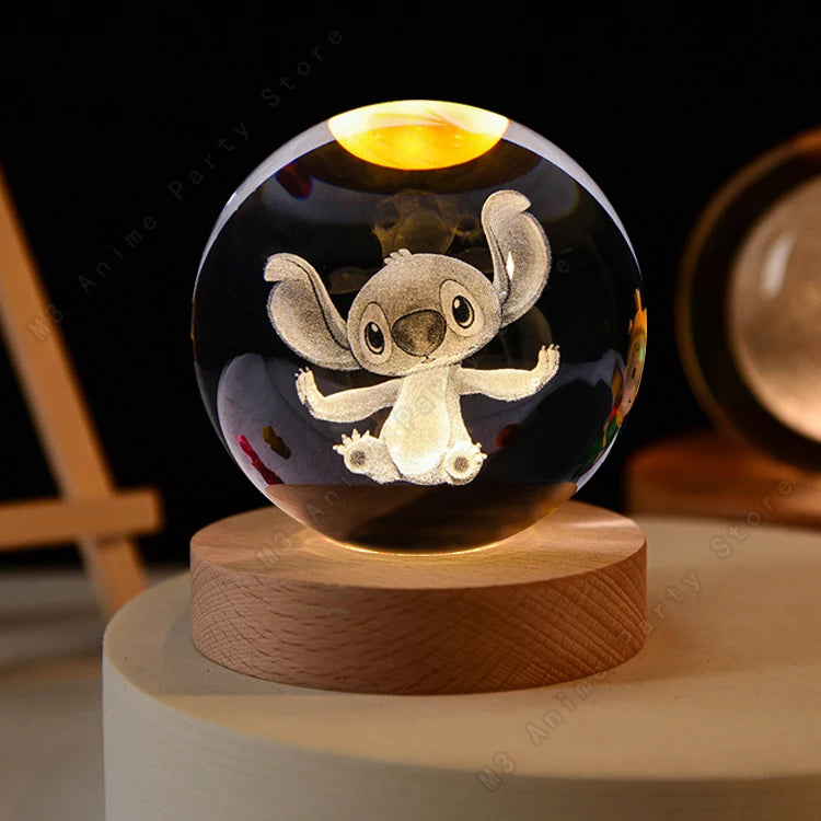 Stitch 3D Crystal Ball Night Lamp