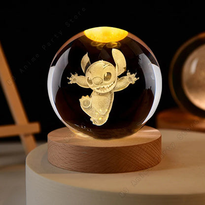 Stitch 3D Crystal Ball Night Lamp